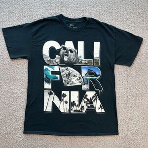 Mob Inc Mens California Graphic T-Shirt Black Large Grizzly Bear Diamond Cotton